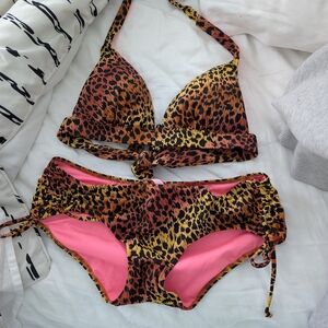 Leopard Print Bikini with Pink Accents